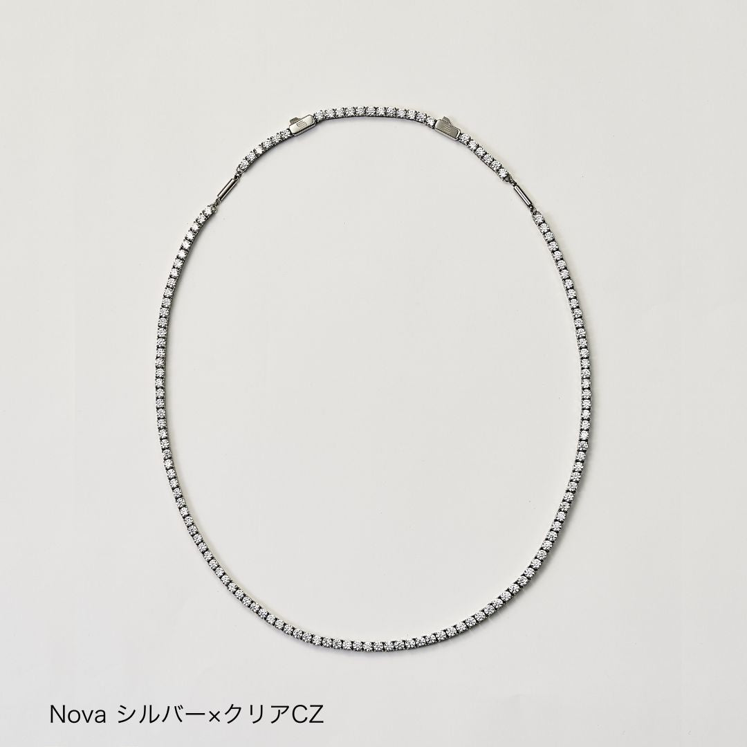 UNrust アンラスト Nova ノヴァ 磁気ネックレス シルバー クリアCZ 商品単体 俯瞰
