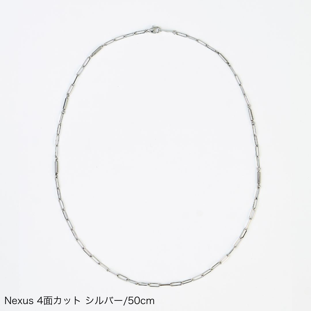 UNrust アンラスト Nexus ネクサス 4面カット 磁気ネックレス シルバー 50cm 商品単体 俯瞰