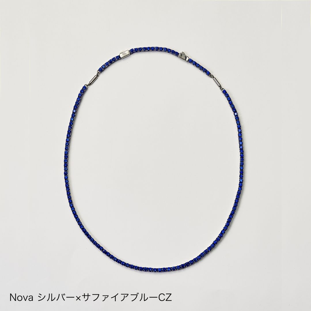UNrust アンラスト Nova ノヴァ 磁気ネックレス シルバー サファイアブルーCZ ブルー 商品単体 俯瞰