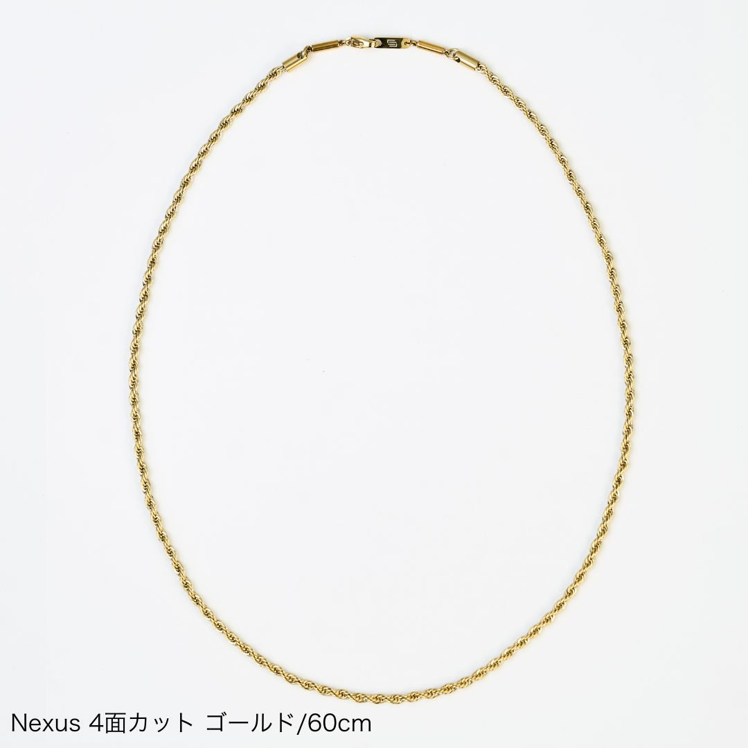 UNrust アンラスト Nexus ネクサス 4面カット 磁気ネックレス ゴールド 60cm 商品単体 俯瞰