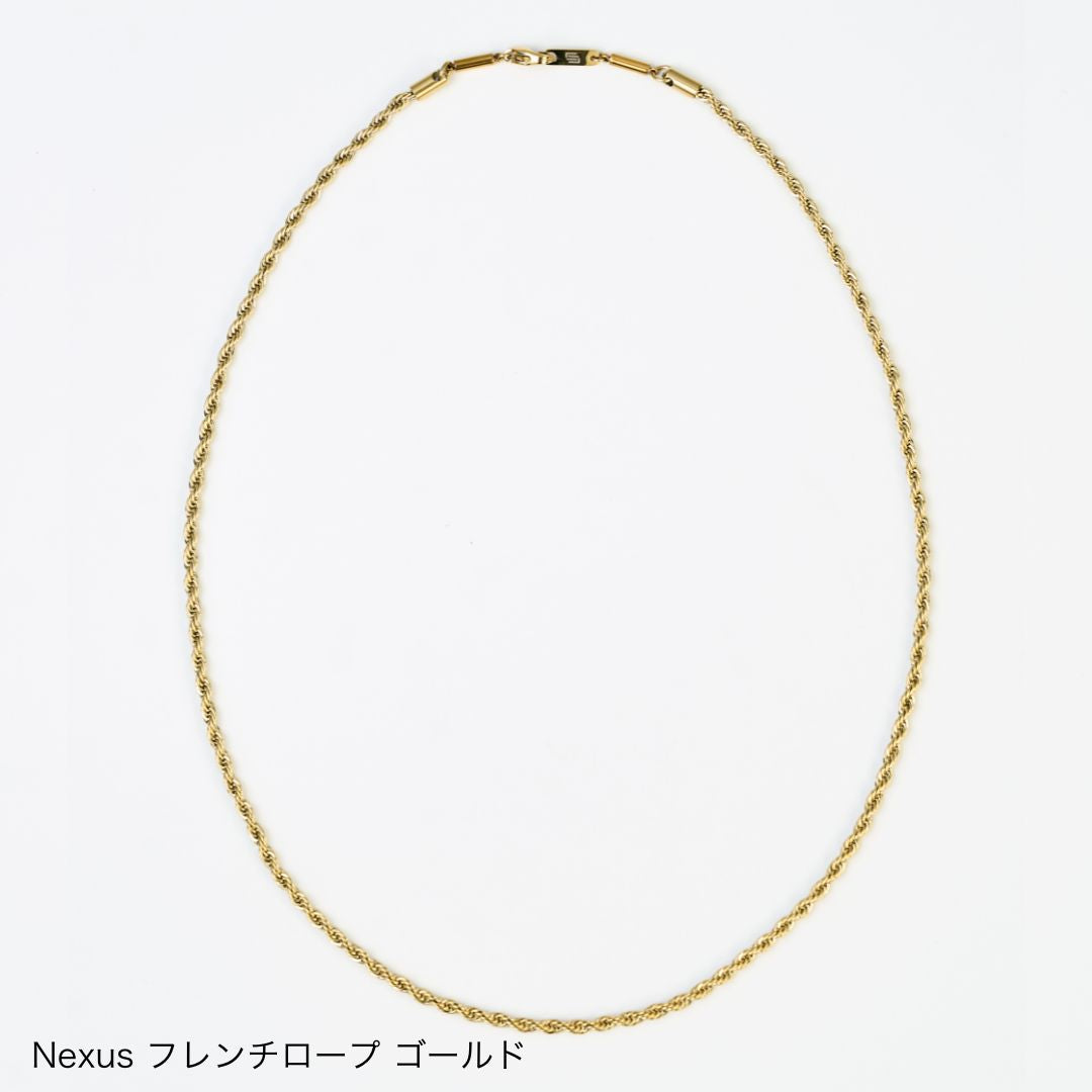 UNrust アンラスト Nexus ネクサス フレンチロープ 磁気ネックレス ゴールド 商品単体 俯瞰